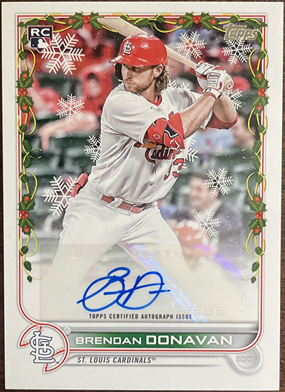 Brendan Donovan Name Misspelled on 2022 Topps Holiday AU - The