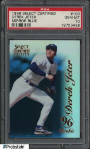 Derek Jeter 1996 Select Certified #100 Mirror Blue /45